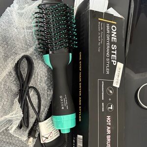 One Step Hot Air Brush Hair Dryer & Styler - Black with Teal Accents